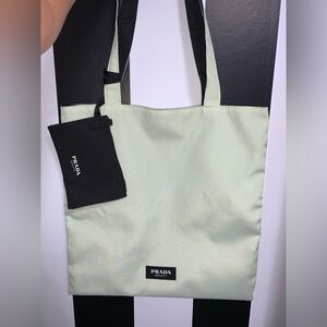 Reversible Prada Mint Green Tote with Black Pouch